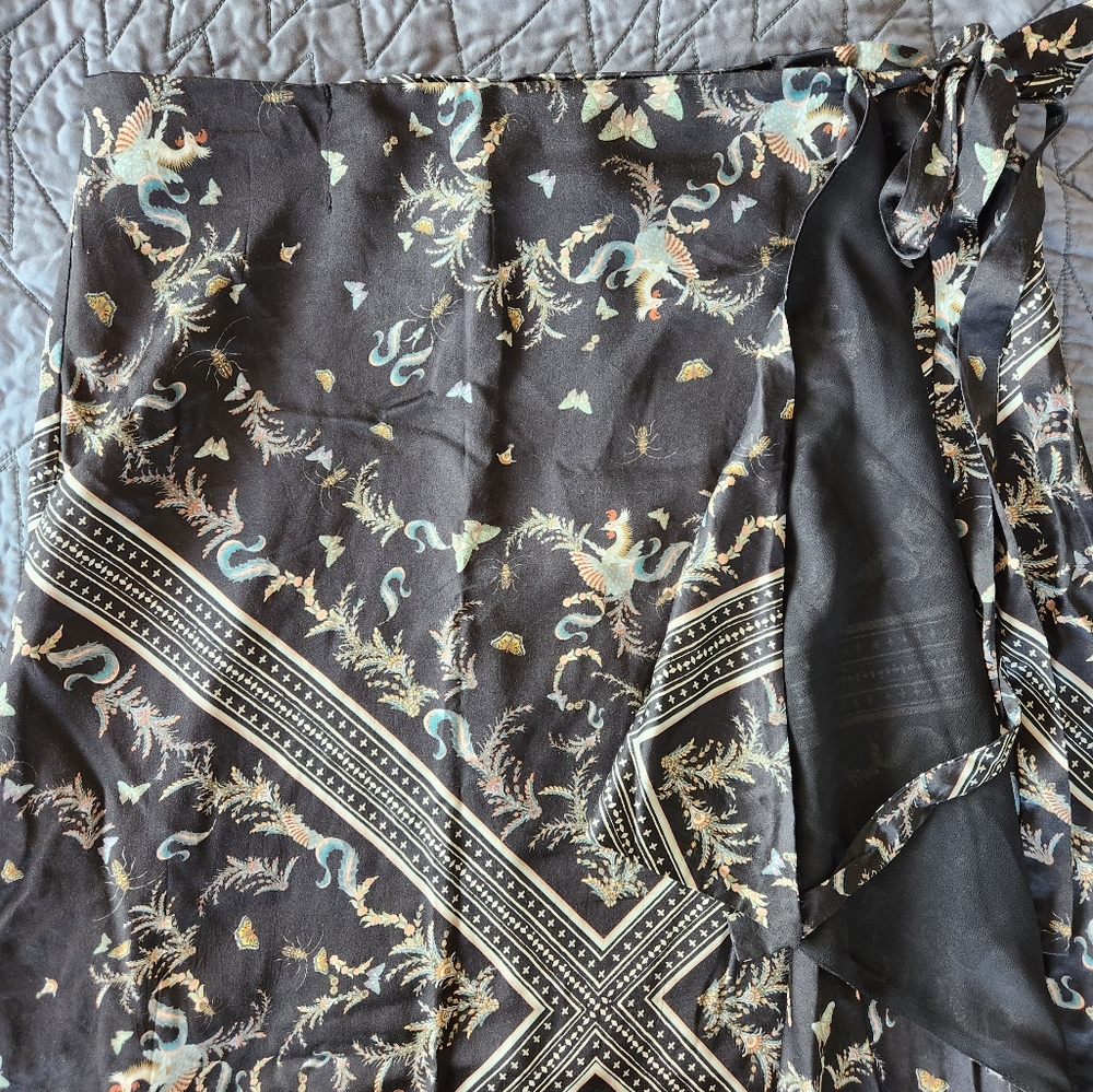 Allsaints Silk Wrap Skirt